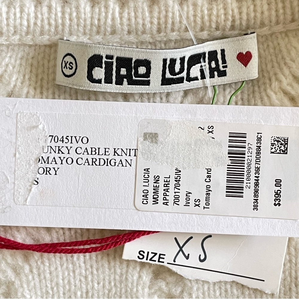 Ciao Lucia Tomayo Cardigan Ivory 100% Merino Wool Cable Knit NWT XS - Picture 16 of 16